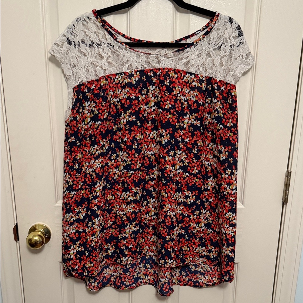 Papermoon Navy Floral Lace Blouse